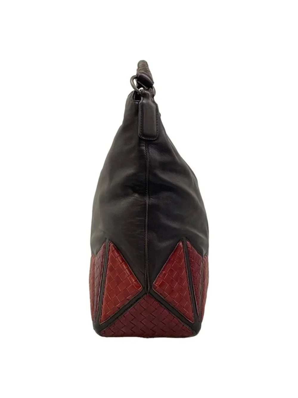 Bottega Veneta Shoulder Bag Intrecciato Brown Red Leather